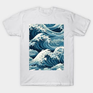 Ephemeral Crests: Hokusai Waves Reimagined T-Shirt